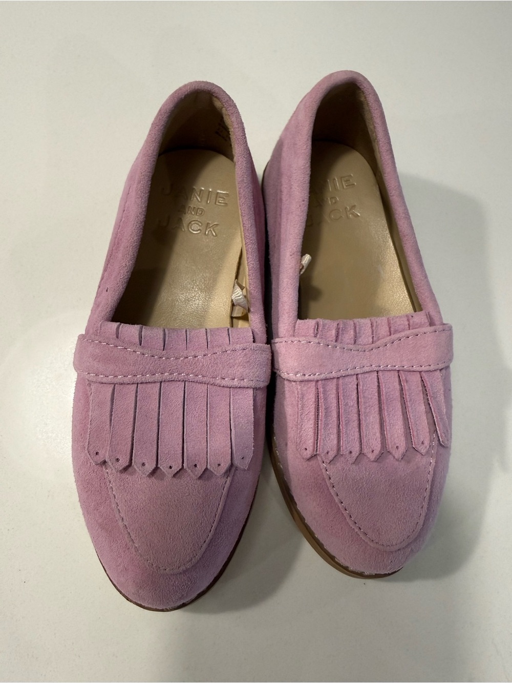 NWOT Janie and Jack Pink Suede Fringe Loafers Size 6